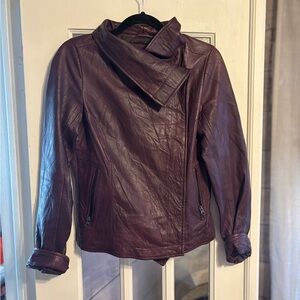 Ben Sherman Burgundy Leather Jacket - Small